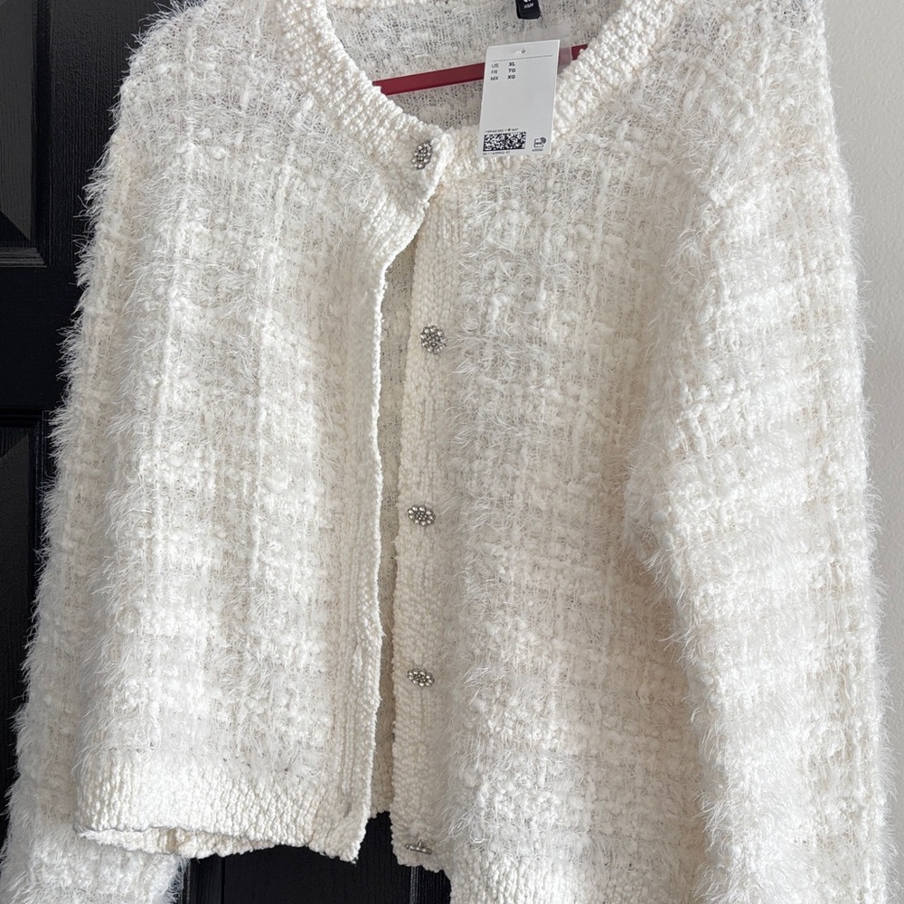 Divided Cream Textured Teddy sweater